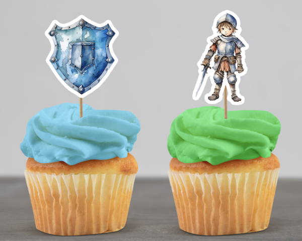 Cupcake Topper Set "Ritter" 12 Stk. - Materialauswahl