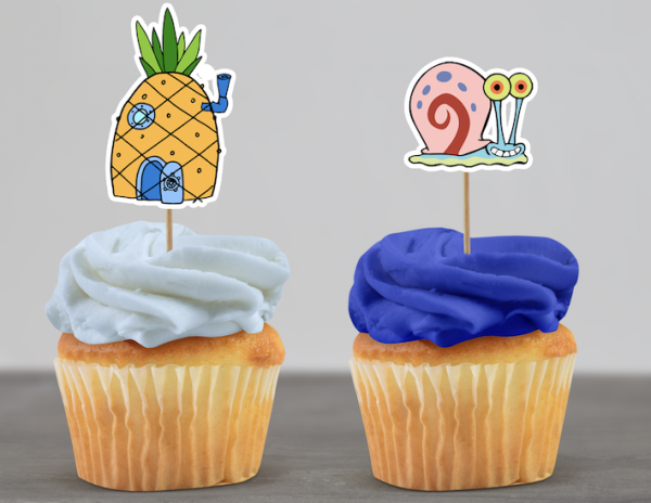Cupcake Topper Set "Spongebob" 12 Stk. - Materialauswahl