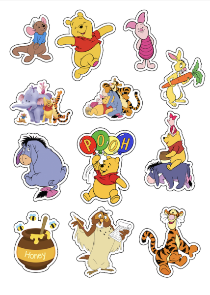 Cupcake Topper Set "Winnie Pooh" 12 Stk. - Materialauswahl