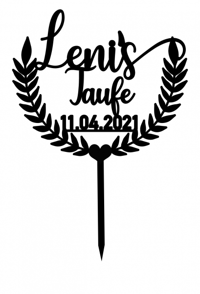 Individueller Topper Taufe mit Name/Datum im Lorbeerkranz