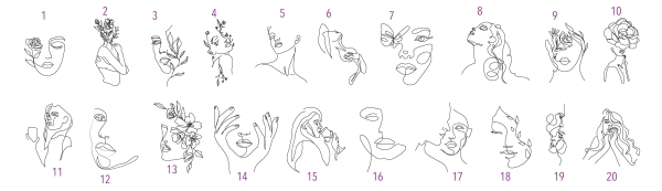 Topper Line Art Faces - Modellauswahl