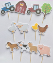 Cupcake Topper Set "Bauernhof" 12 Stk. - Materialauswahl
