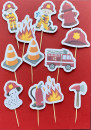 Cupcake Topper Set "Feuerwehr" 12 Stk. - Materialauswahl