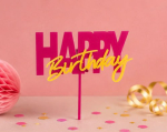 Acryl Topper Happy Birthday 2 farbig pink-gelb