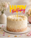 Acryl Topper Happy Birthday 2 farbig gelb pink