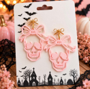 Totenkopf pink Ohrringe mit 18karat Gold Stecker