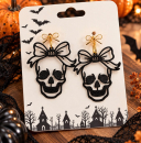 Totenkopf schwarz Ohrring mit 18karat Gold Stecker