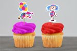 Cupcake Topper Clowns 12 Stk. - Materialauswahl