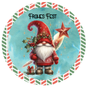 Ausdruck "Frohes Fest" mit Gnom